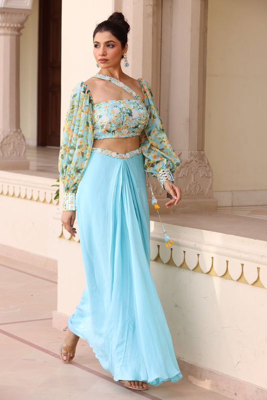 Gul Drape Skirt Set