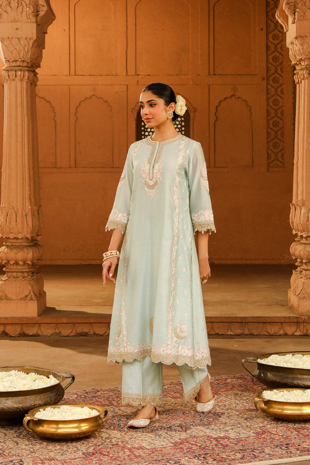 A-line palazzo suit with dupatta