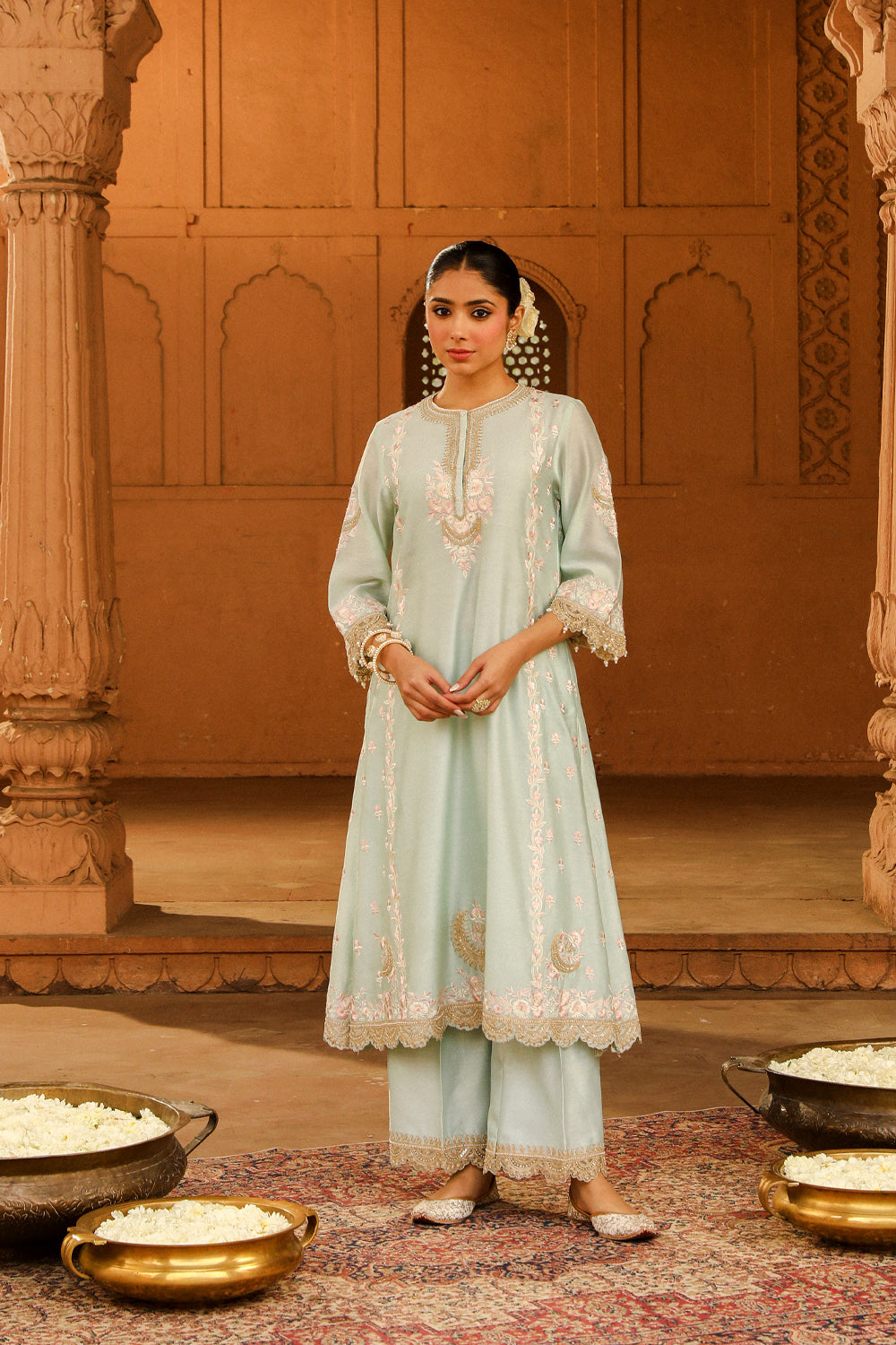 A-line palazzo suit with dupatta