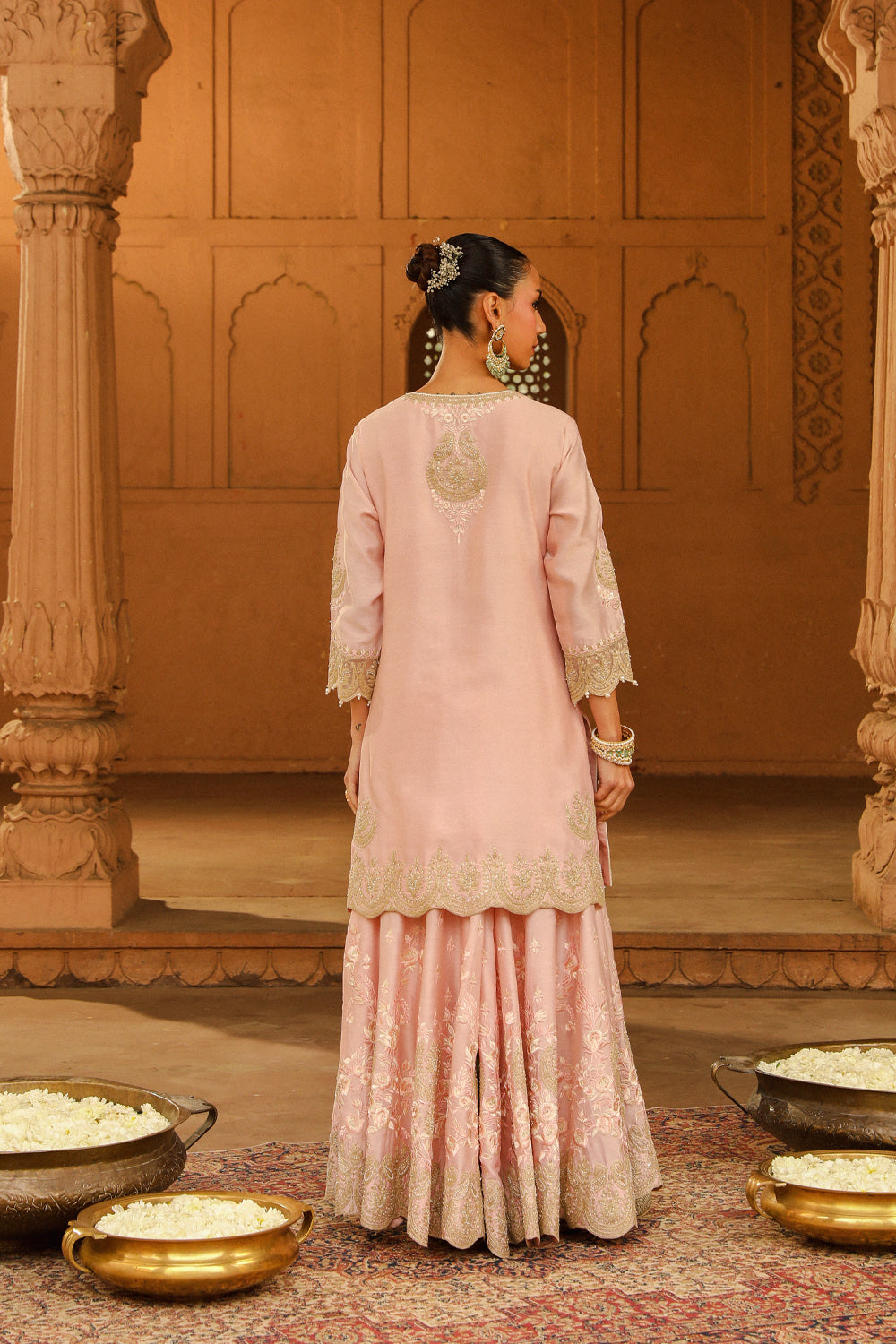 Short kurta with sharara and dupatta