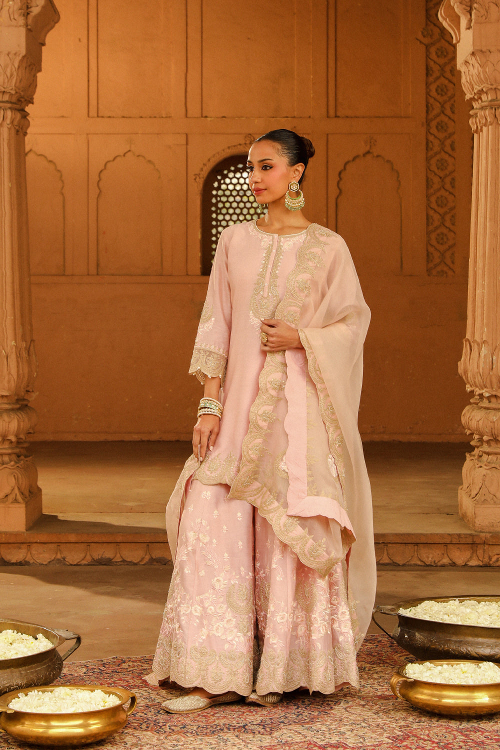 Short kurta with sharara and dupatta