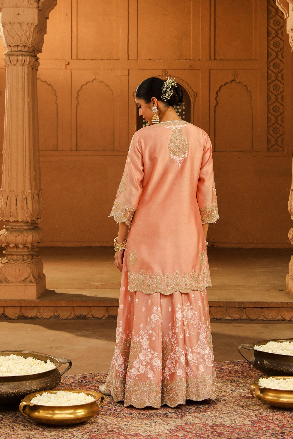 Short kurta with sharara and dupatta