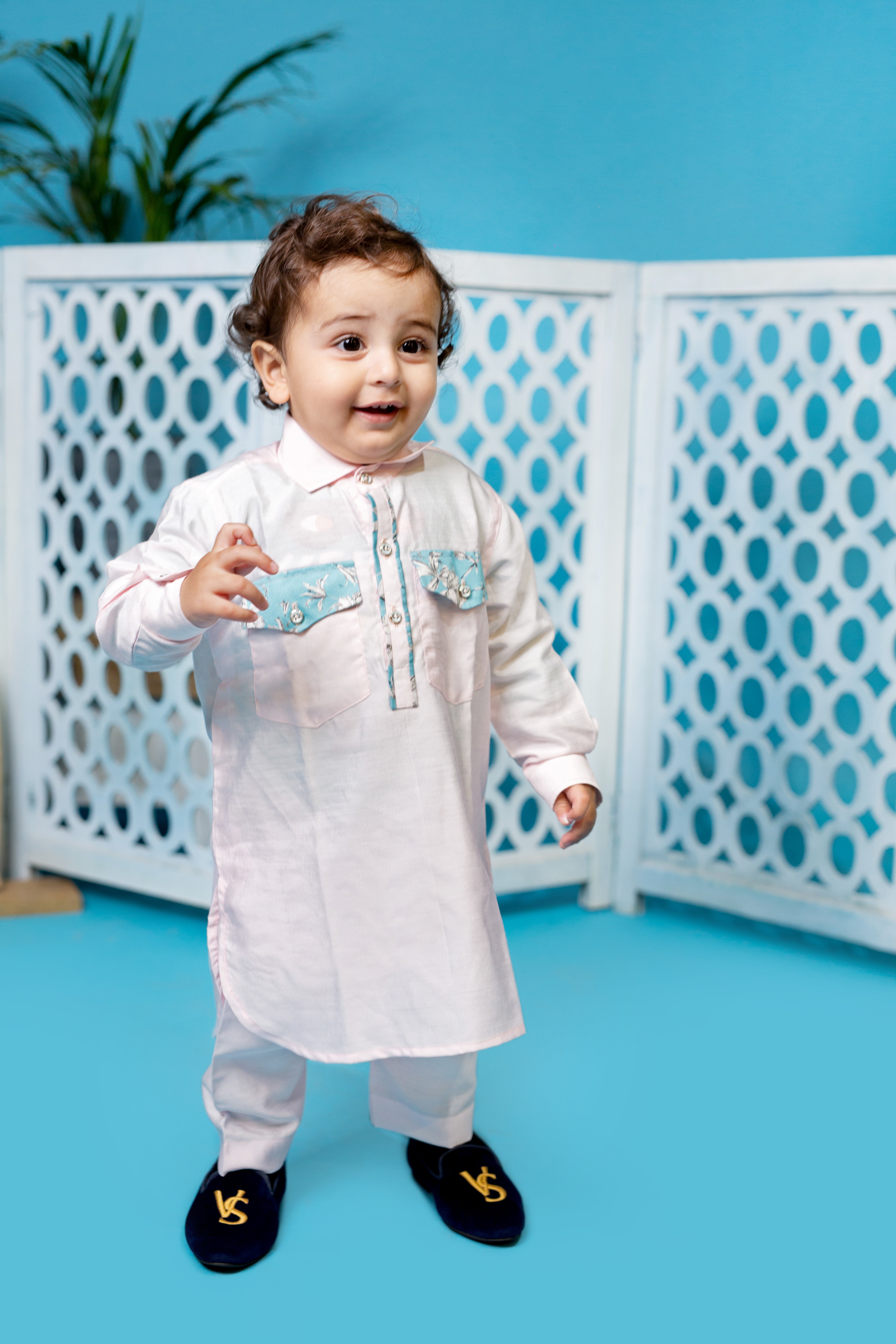 Baby Pink Pathani Kurta With Matching Churidar