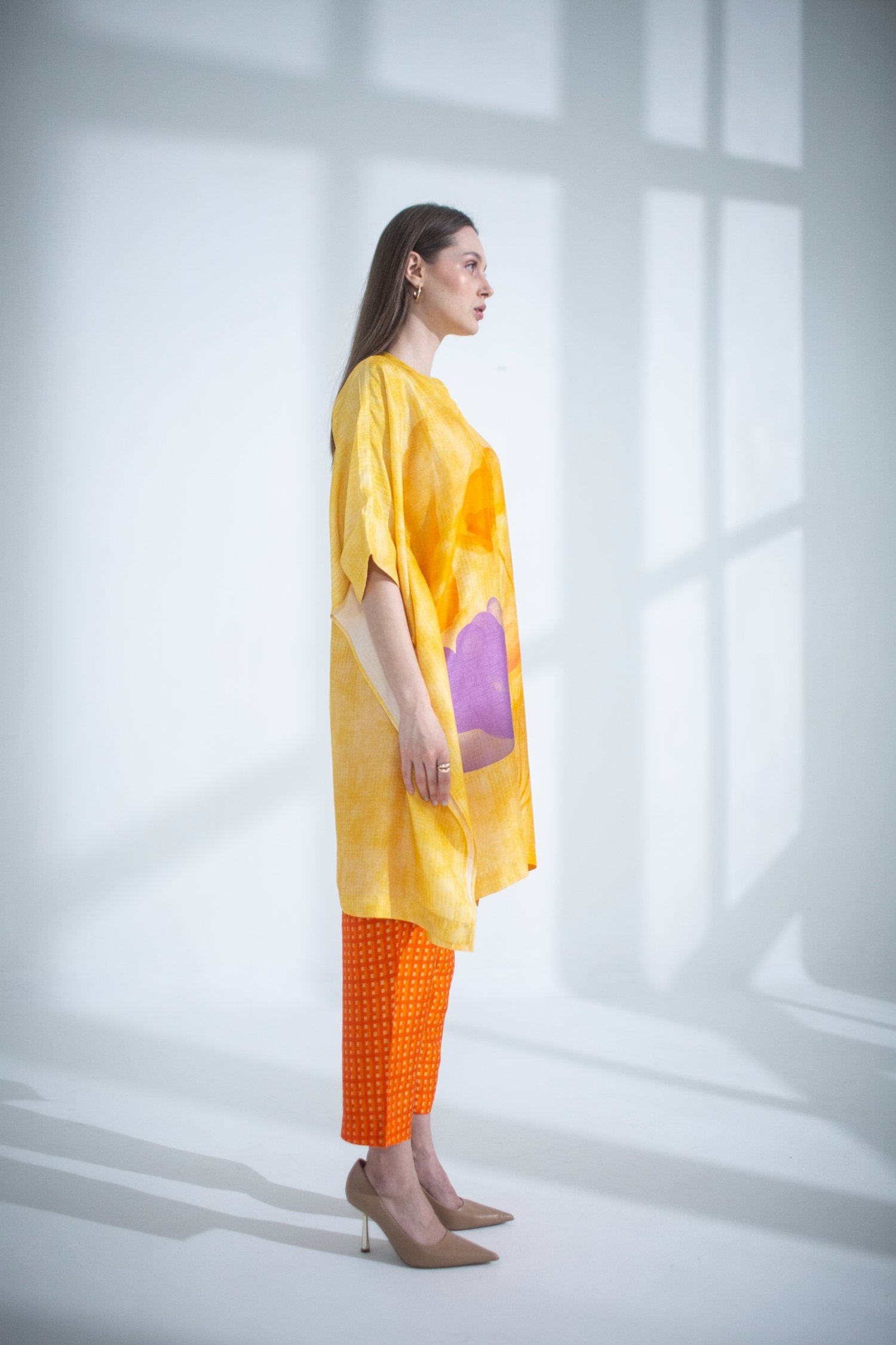 Yellow & Orange Asymmetric Kurta Set