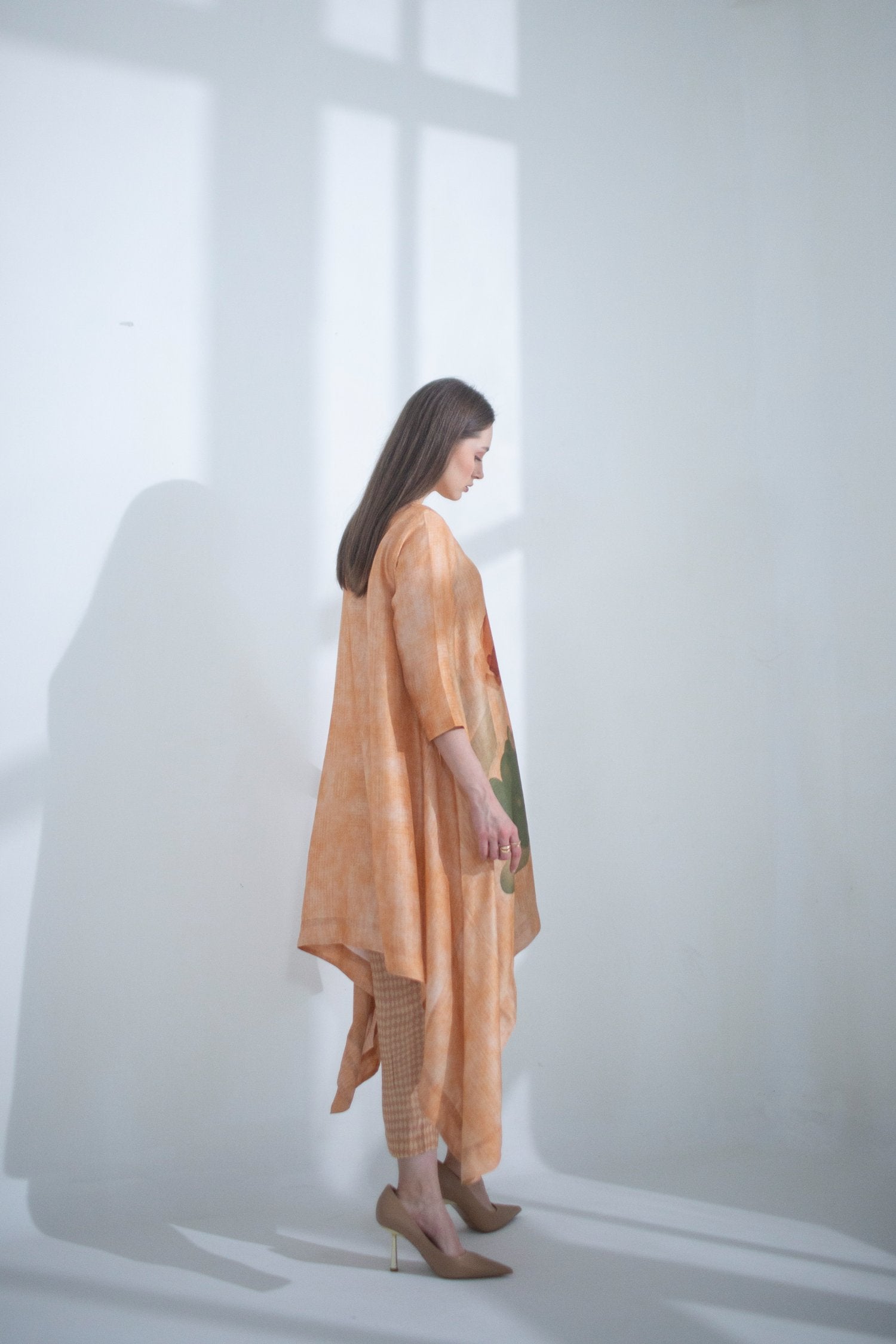 Light Peach High Low Kaftan Set