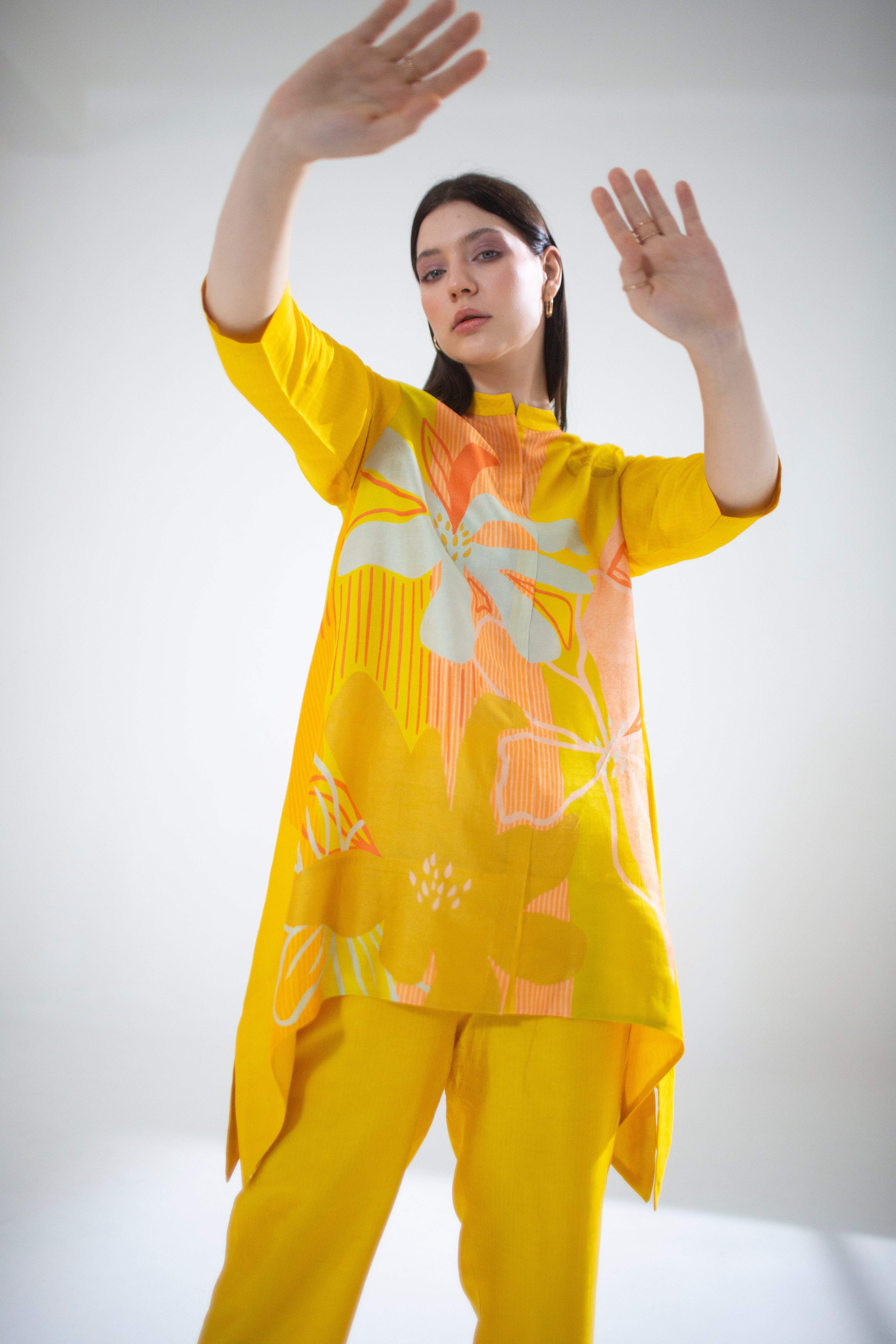 Yellow Short Kaftan Tail Set