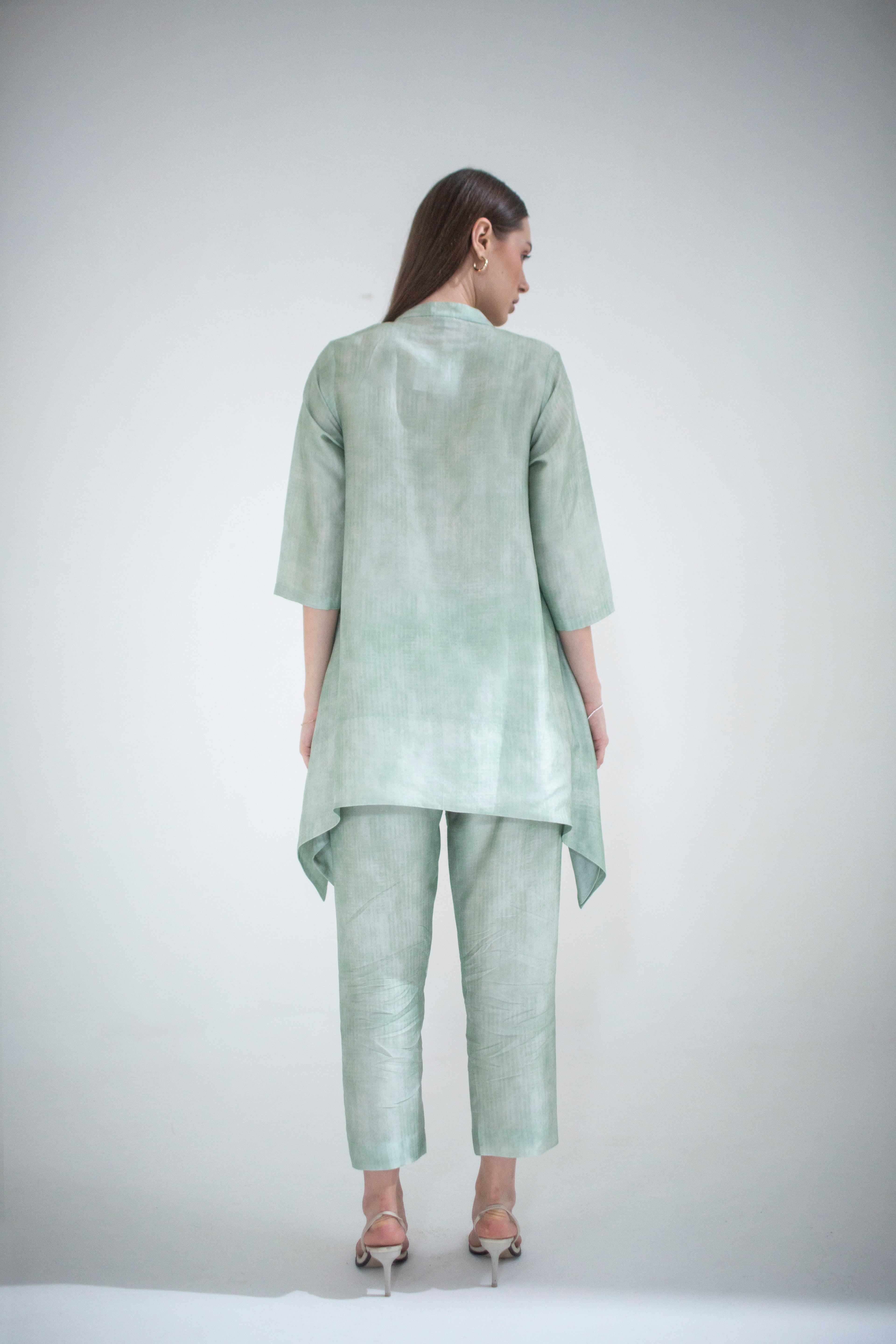 Light Green Short Kaftan Tail Set