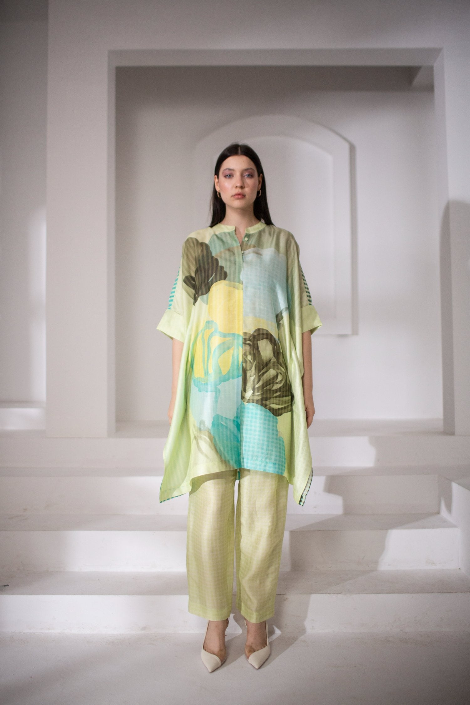 Light Green Asymmetric Kurta Set