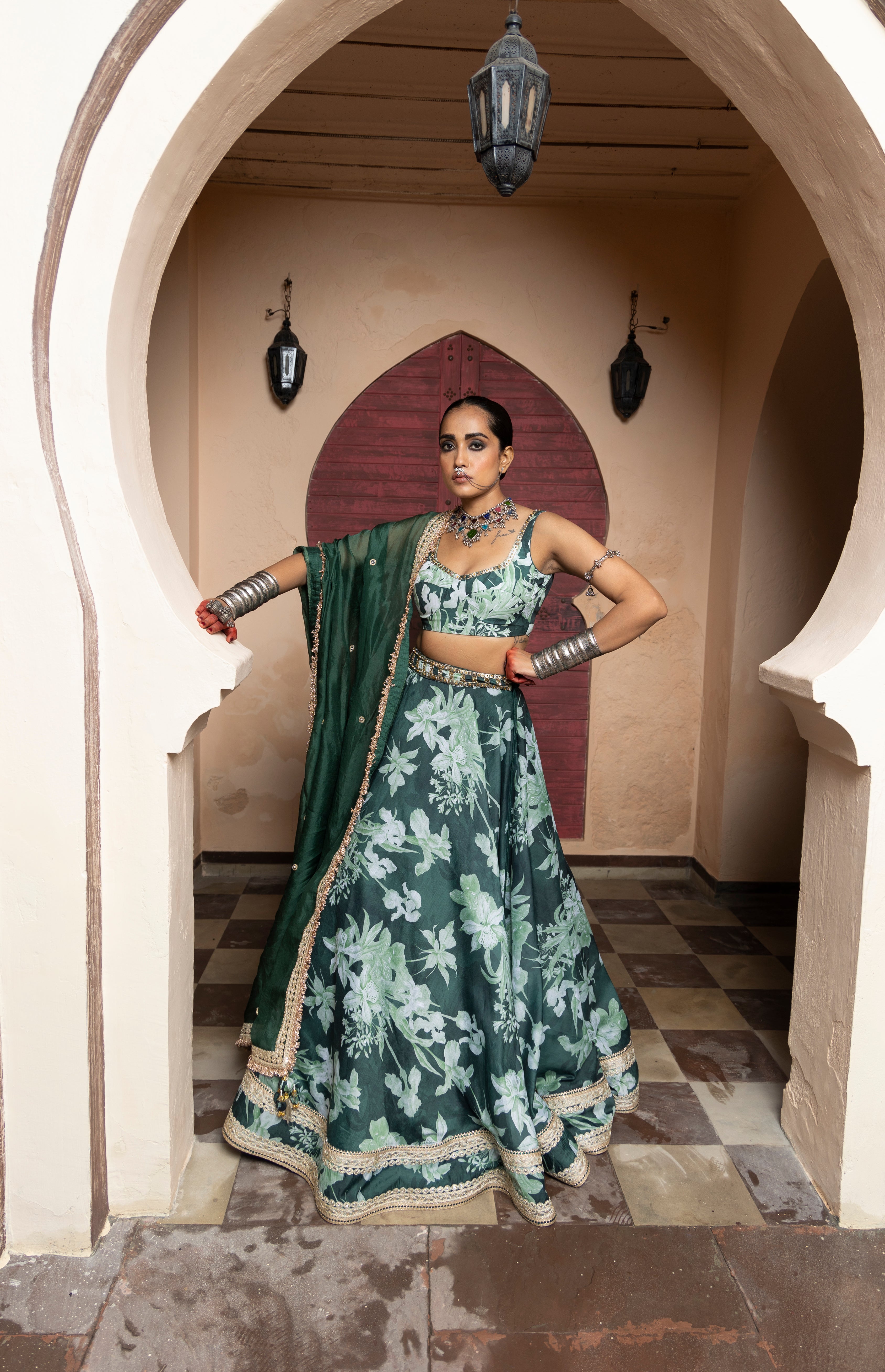 Nur Emerald Lehenga Set