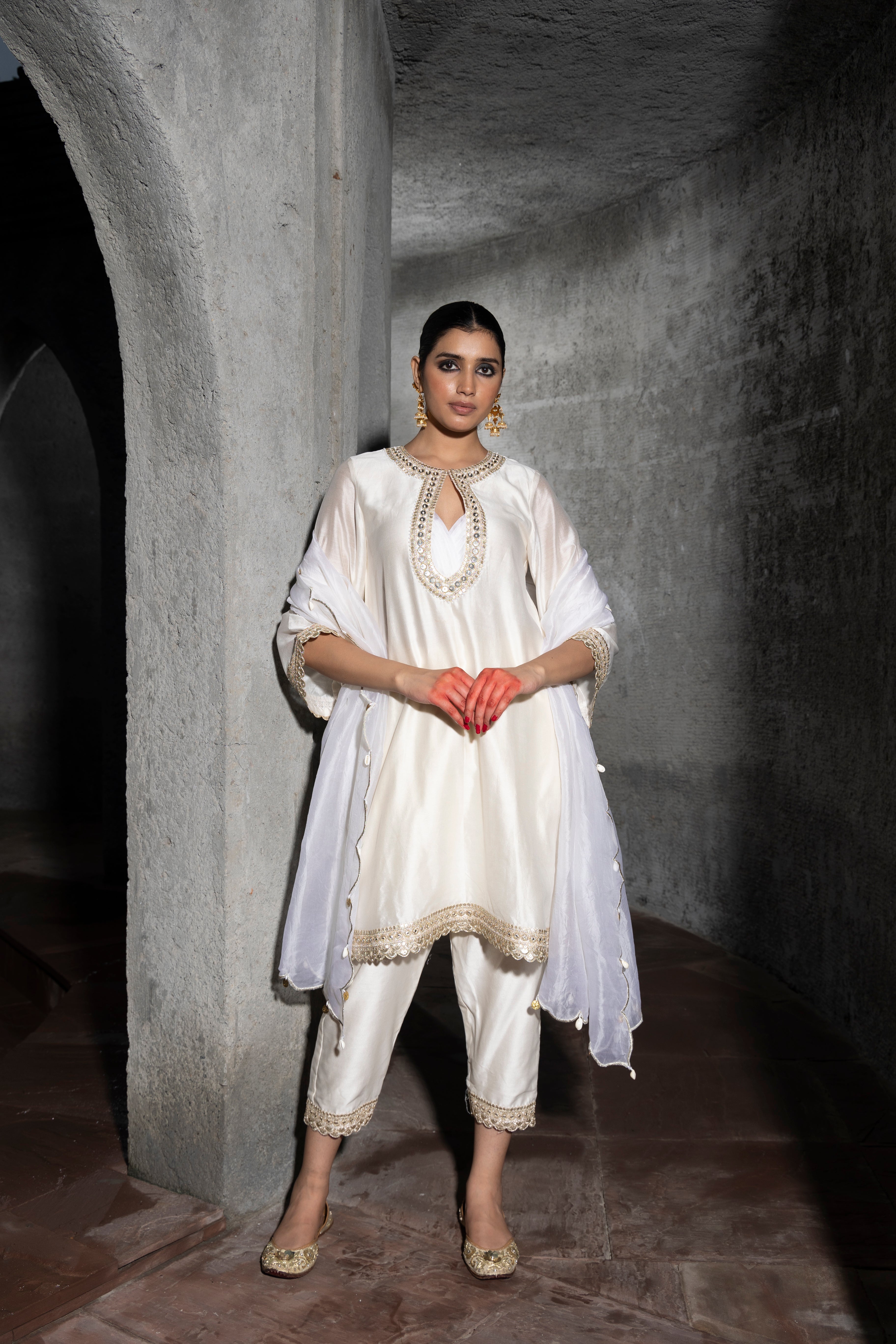 Sehar Ivory Scallop Kurta Set