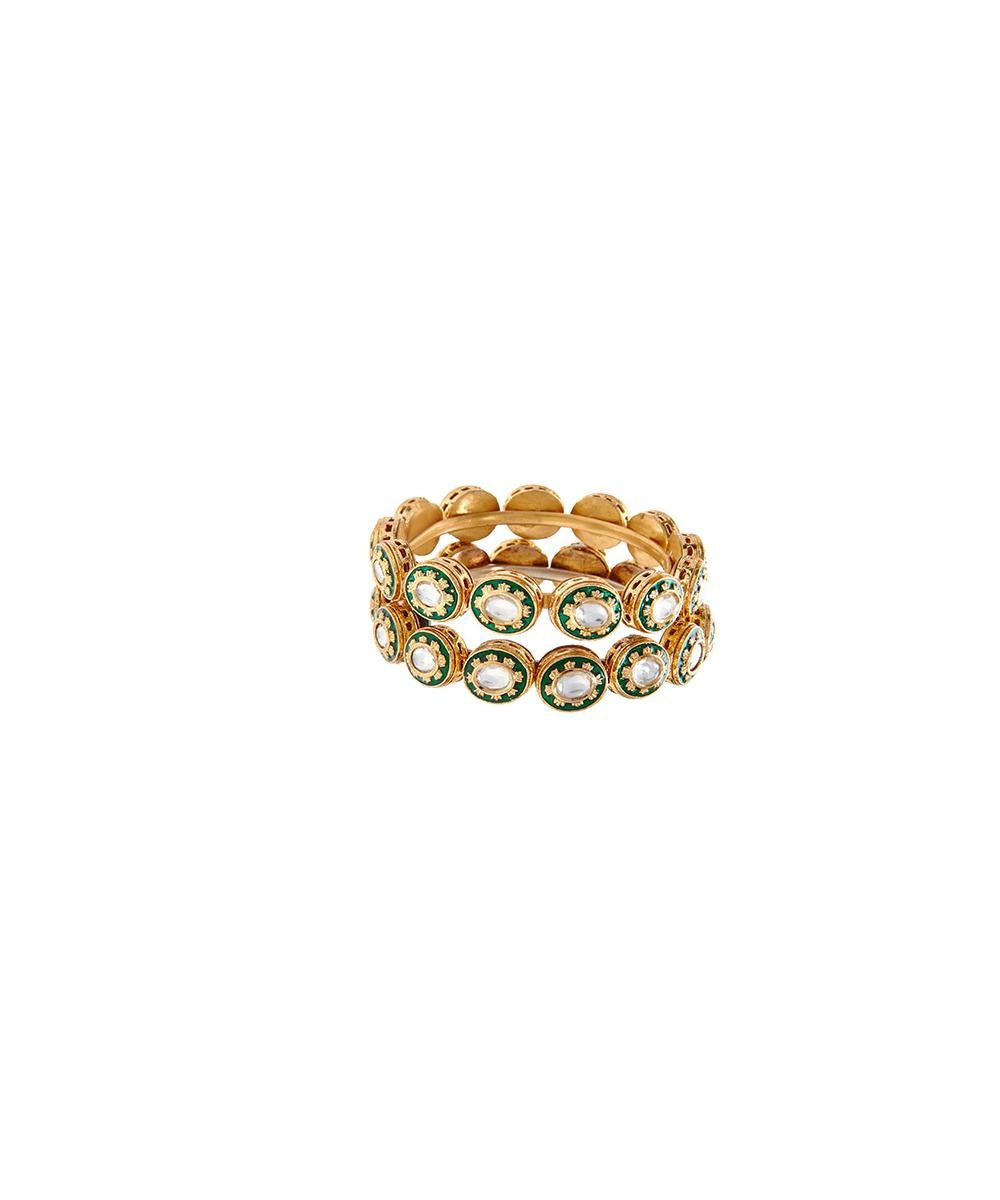 Green Meenakari Polki Bangle