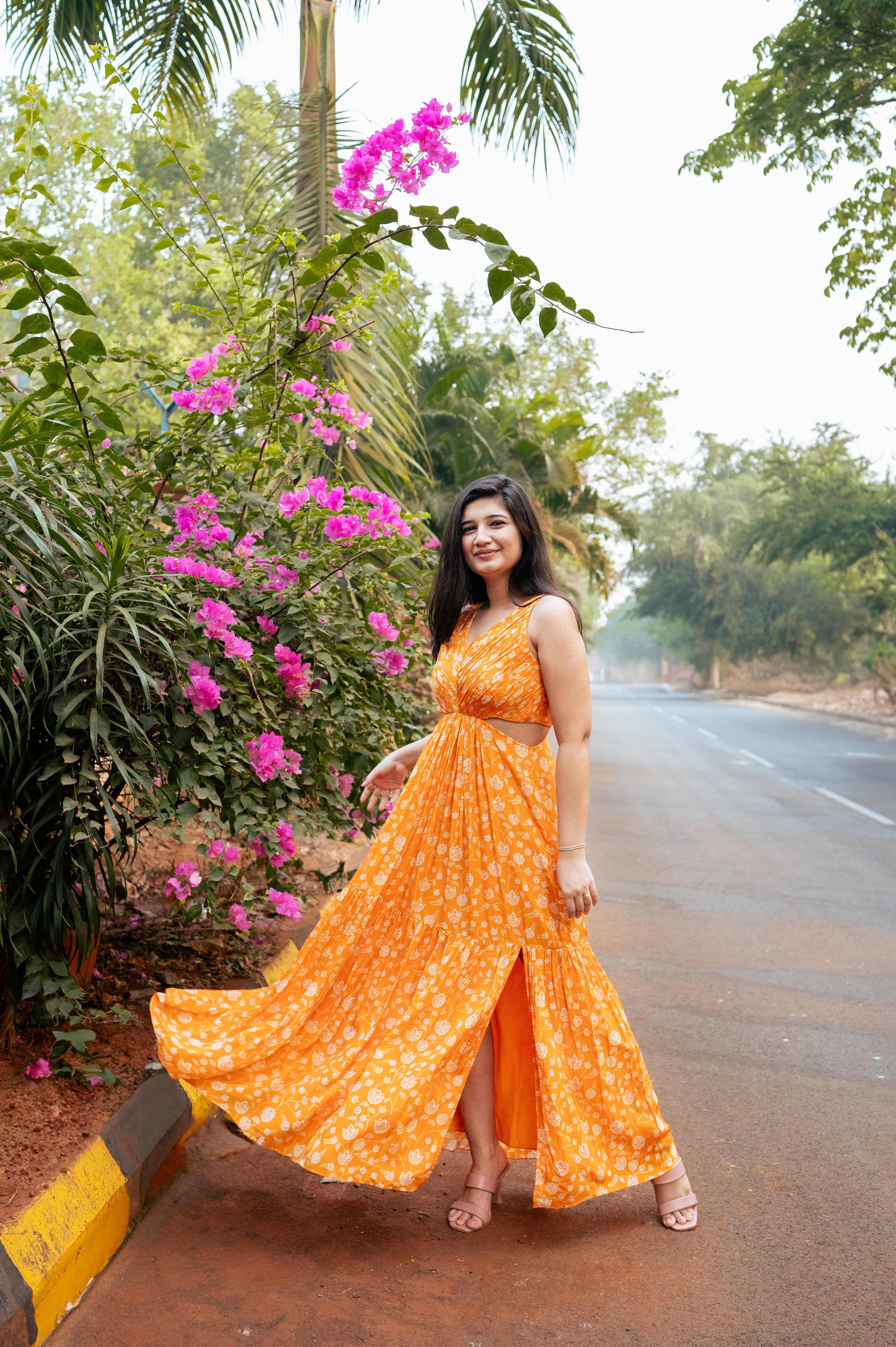 Orange Floral Maxi Dress