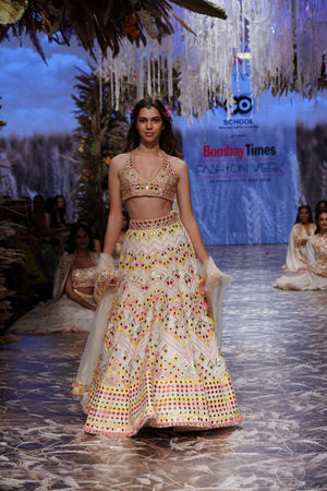 Organza Adara Ivory Lehenga Set- front view