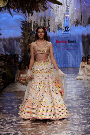 Organza Adara Ivory Lehenga Set- front view