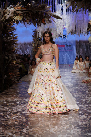 Organza Adara Ivory Lehenga Set- front view