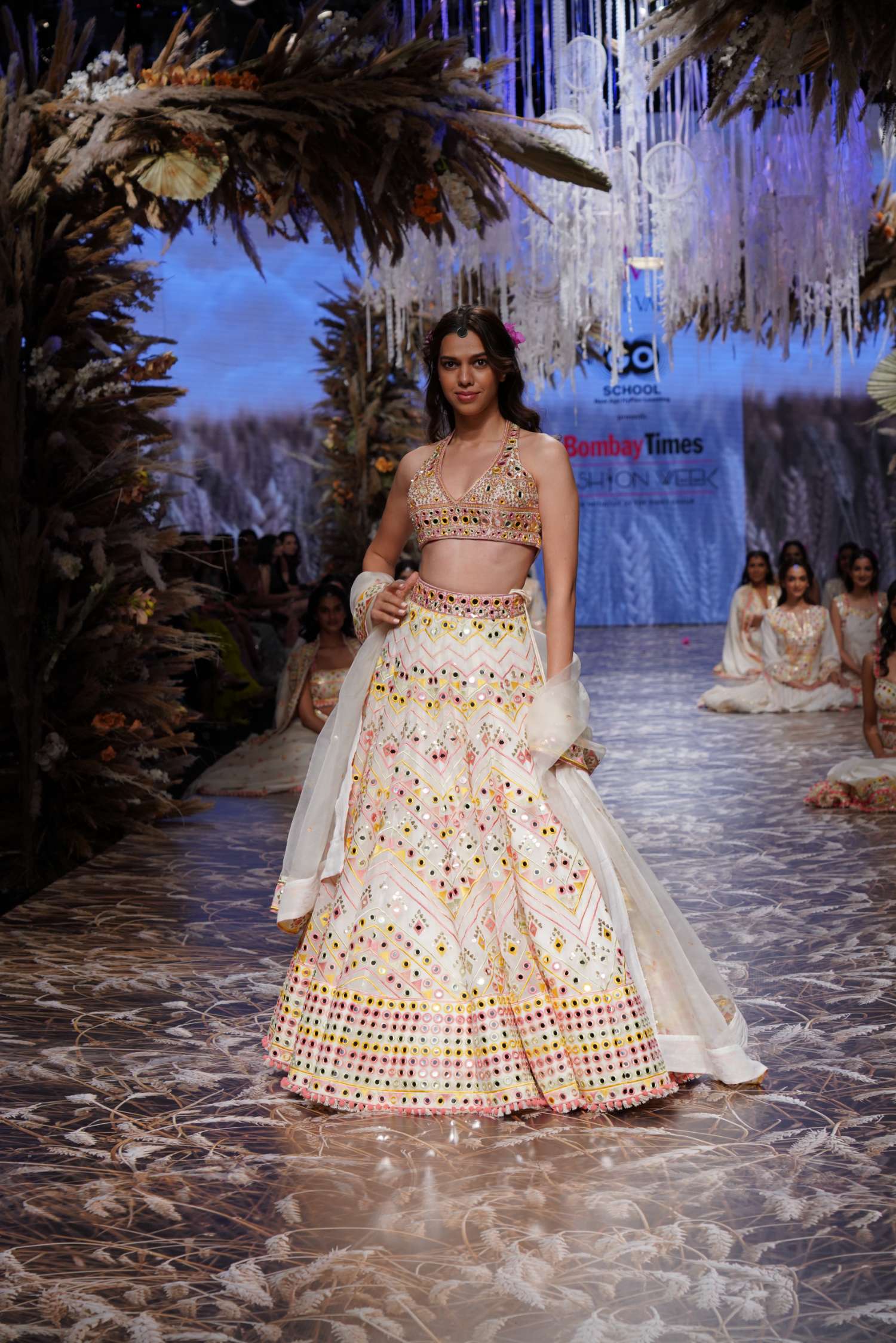 Organza Adara Ivory Lehenga Set- front view