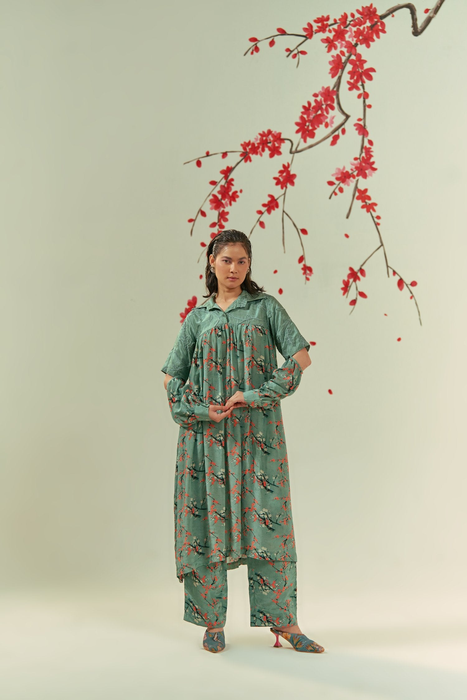 Kaze Gathered Tunic With Pants Co-Ord Set