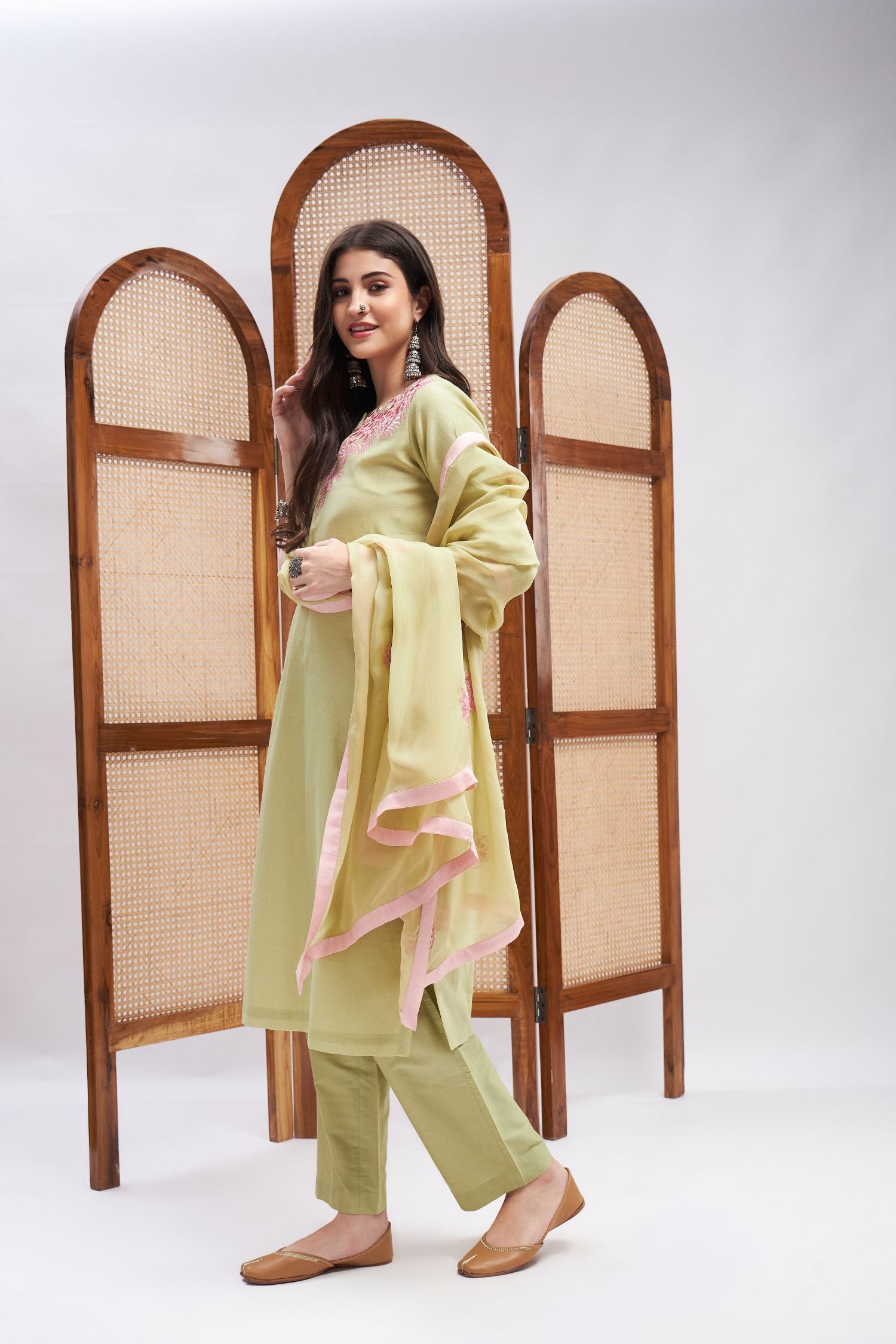 Amal Green Kurta Set- side view