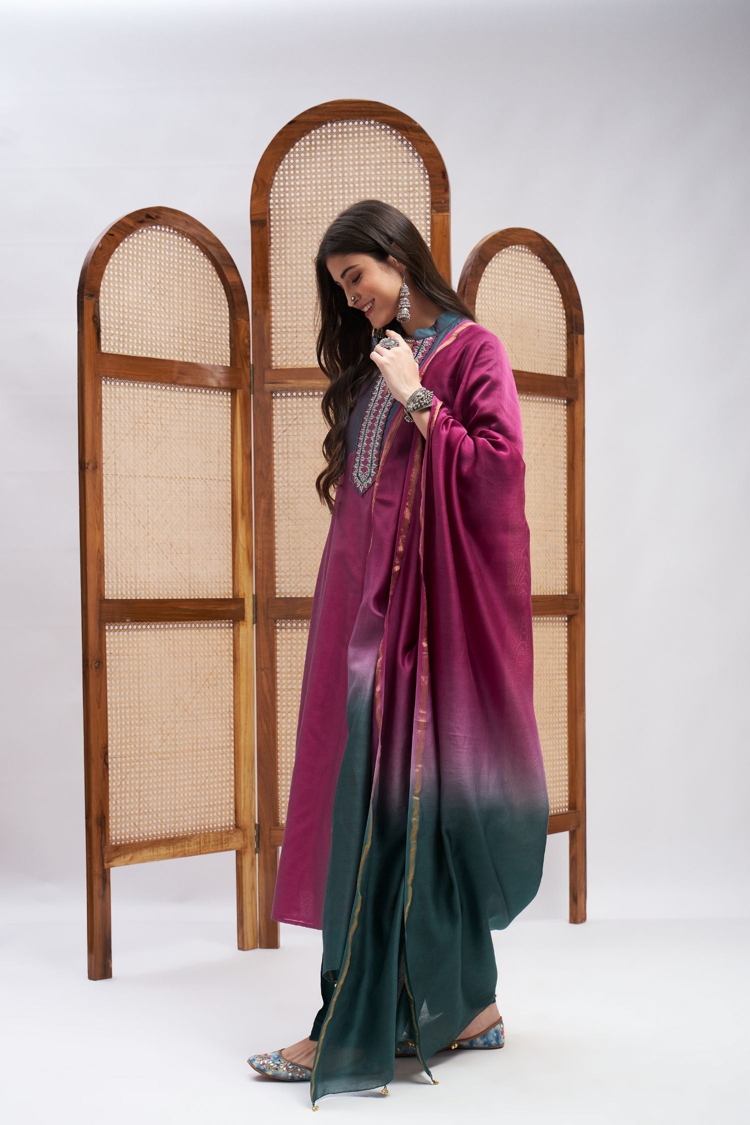 Aftab Silk Chanderi Kurta Set- side view