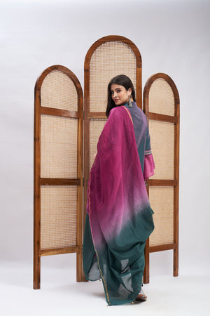 Aftab Silk Chanderi Kurta Set- back view