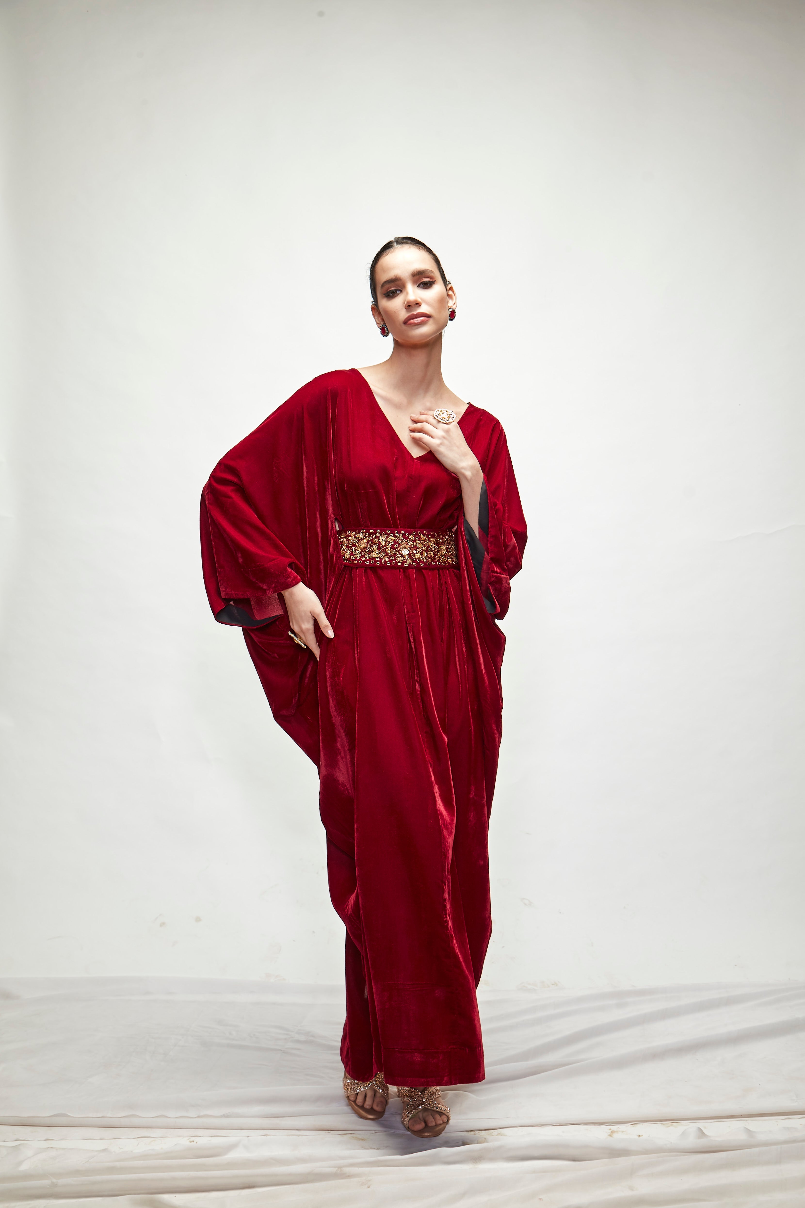 Mahroon Velvet Kaftan