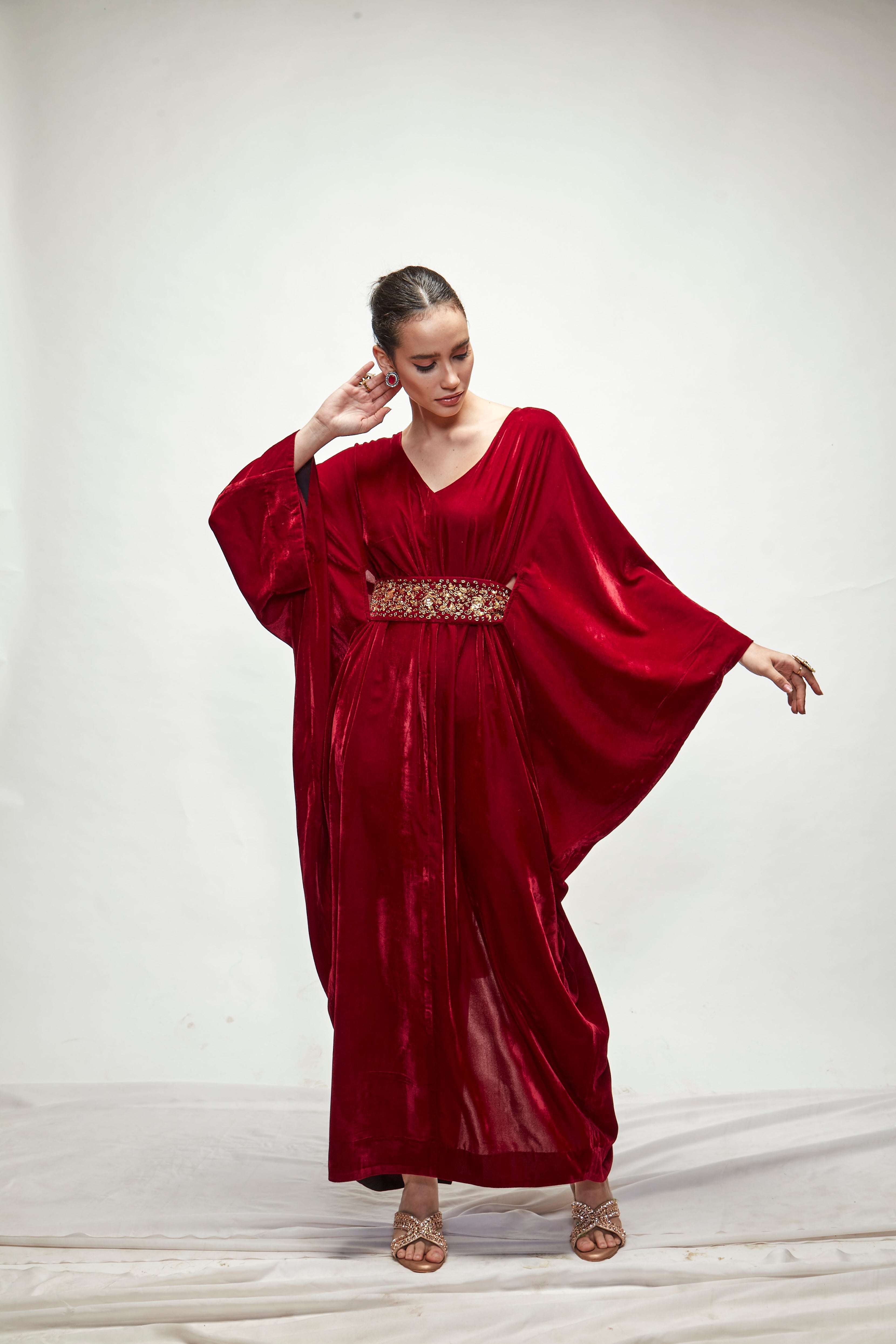 Mahroon Velvet Kaftan