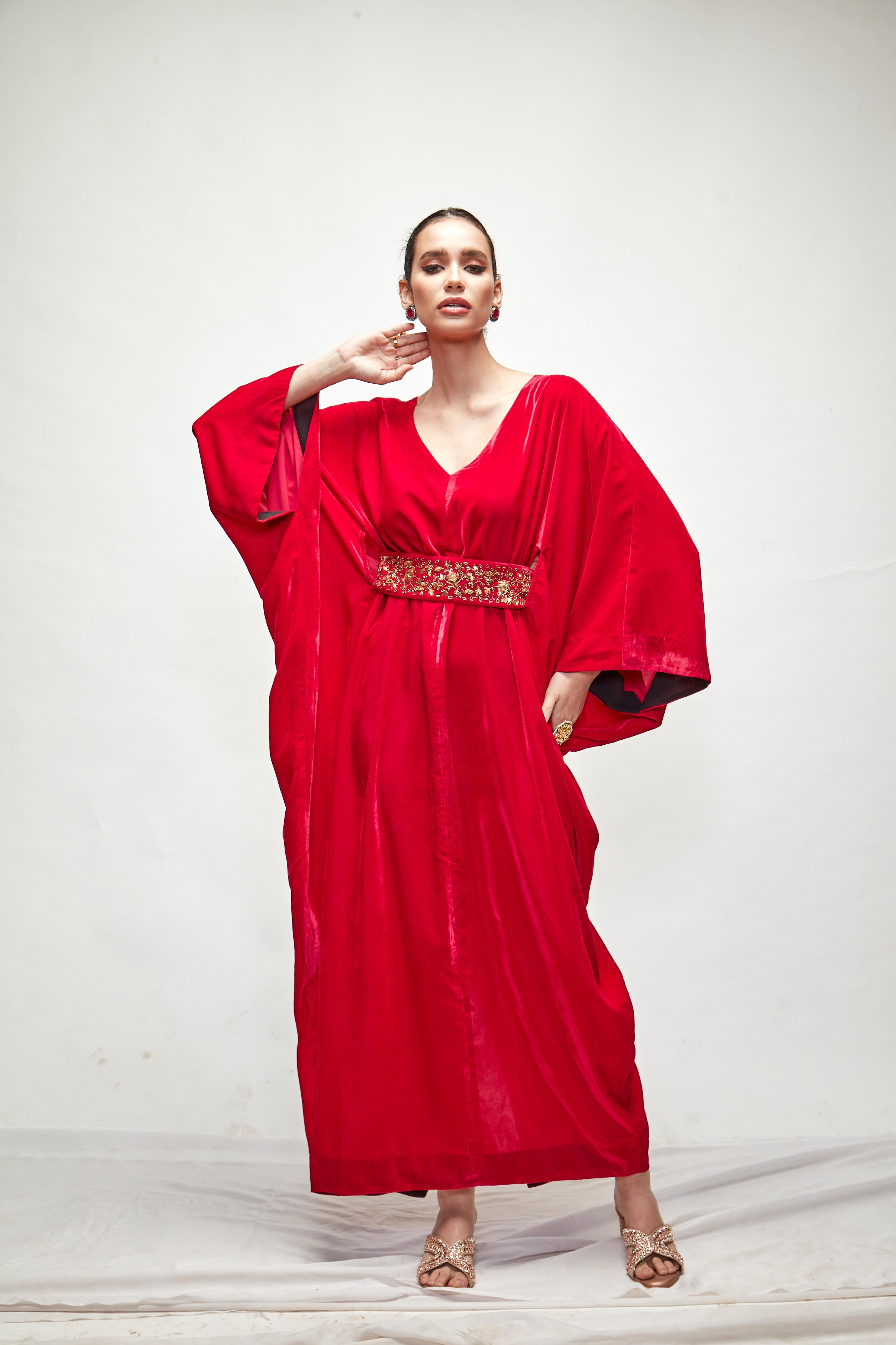 Fuschia Velvet Kaftan