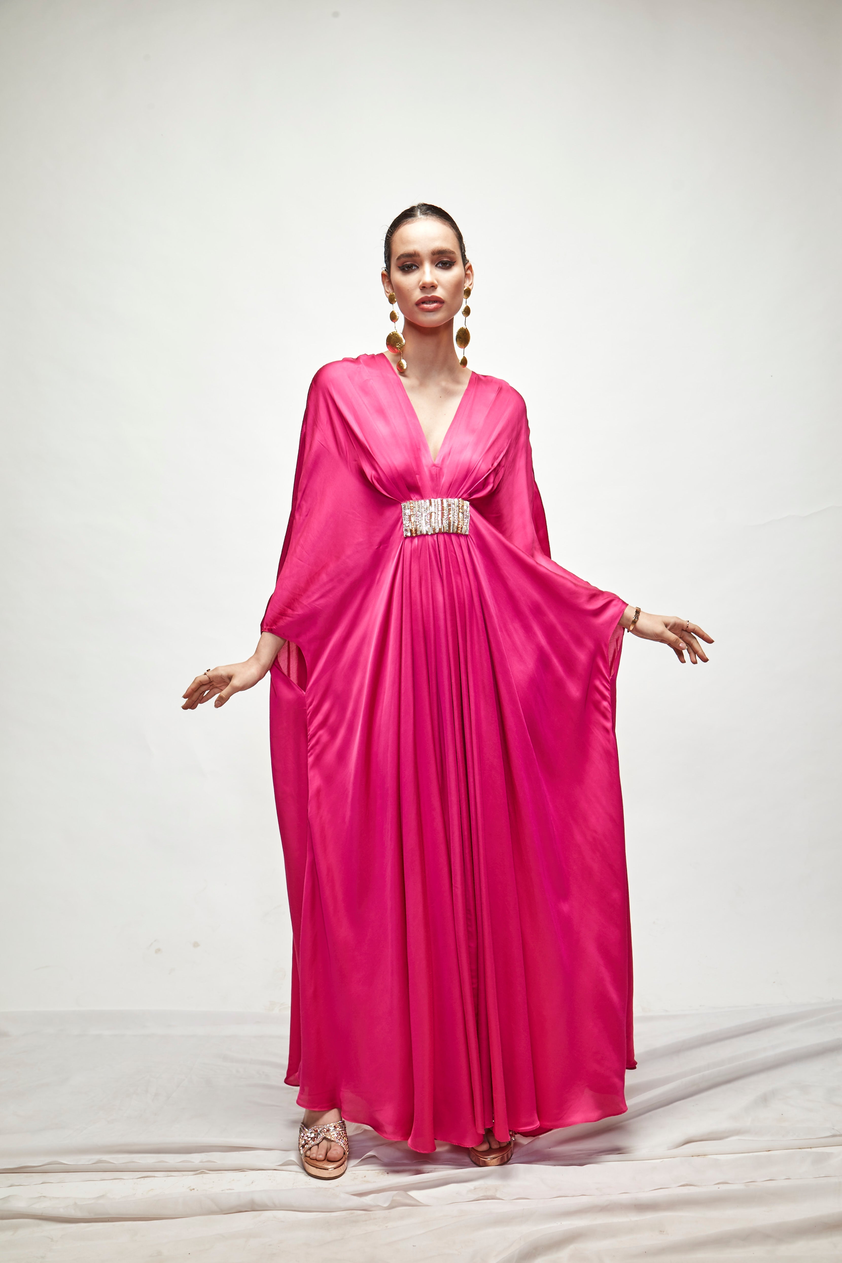 Fuschia Silk Kaftan