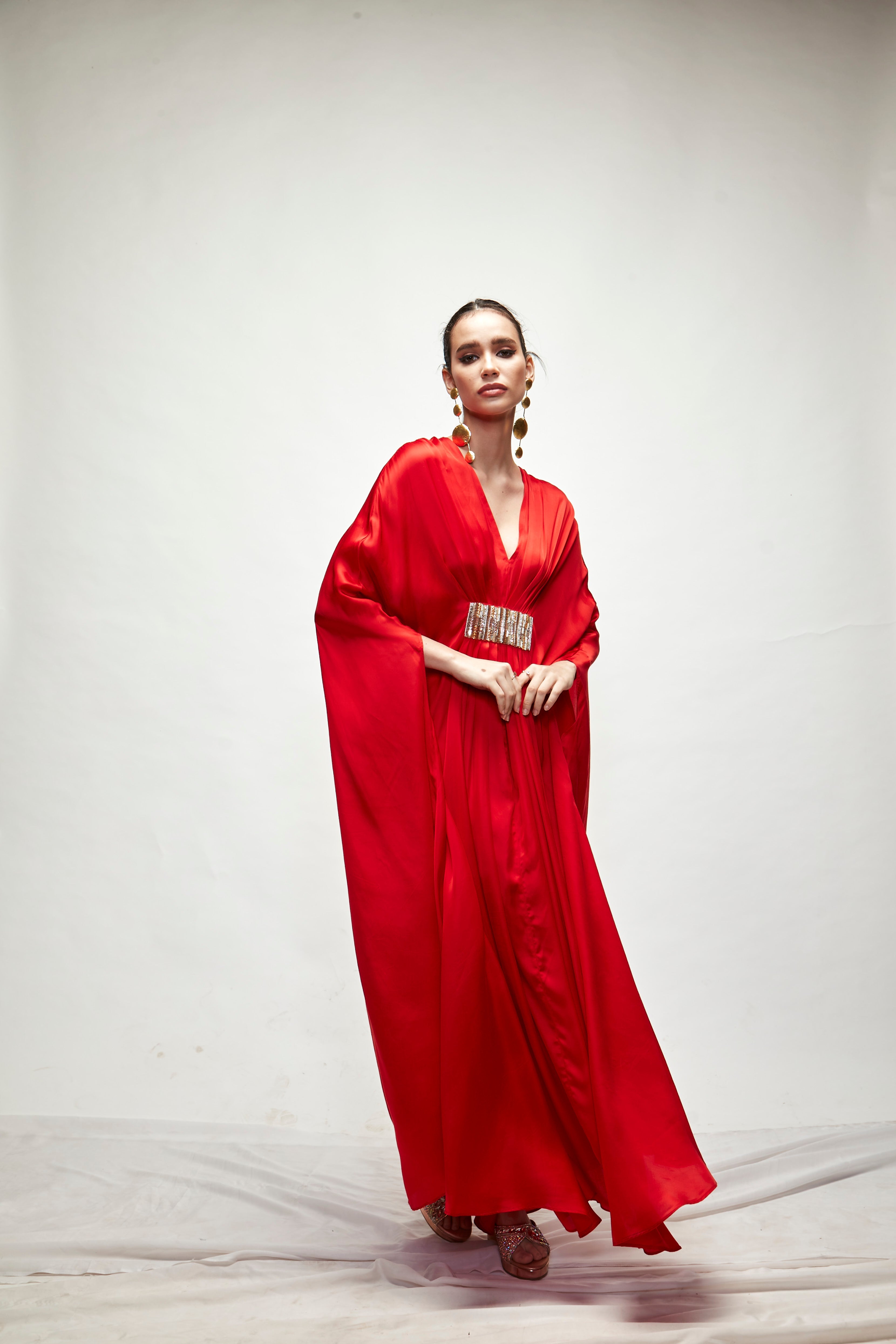 Red Silk Kaftan