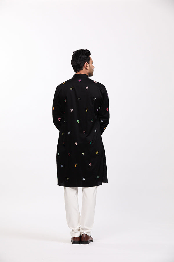 Black Akshar Kurta Pant Set