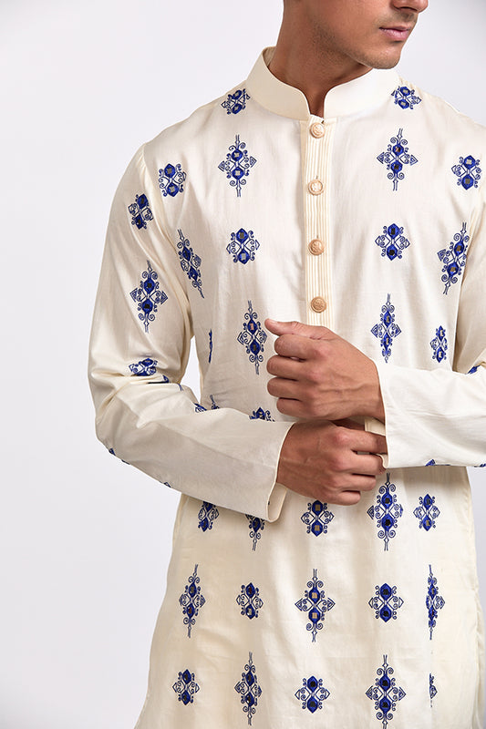 Ivory Moroccan Embroidery Kurta Set