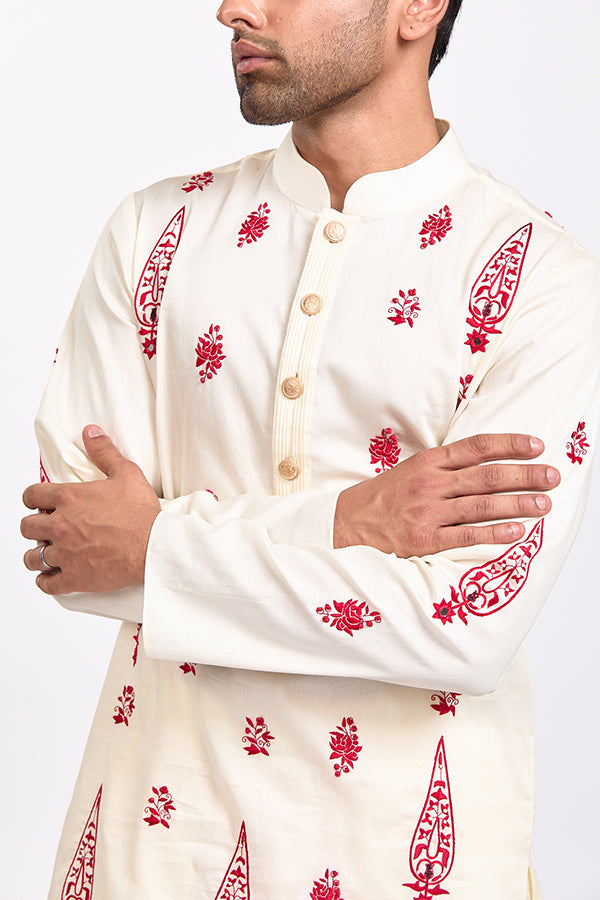 Ivory Turkish Embroidery Kurta Set