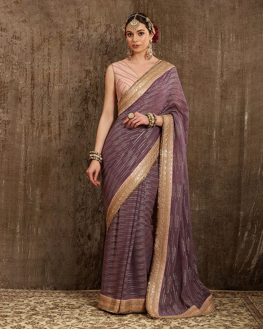 Lilac & baby pink Saree & Blouse Set