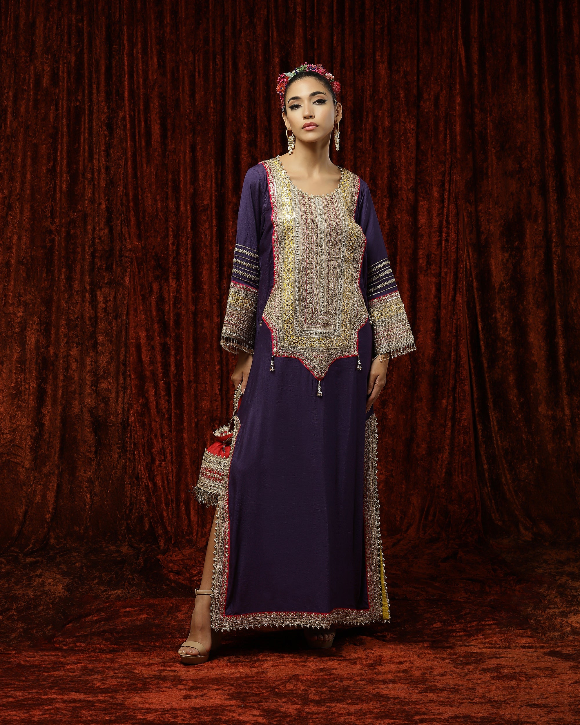 Purple, Rani Pink & Lomon Yellow Kurta Kaftan