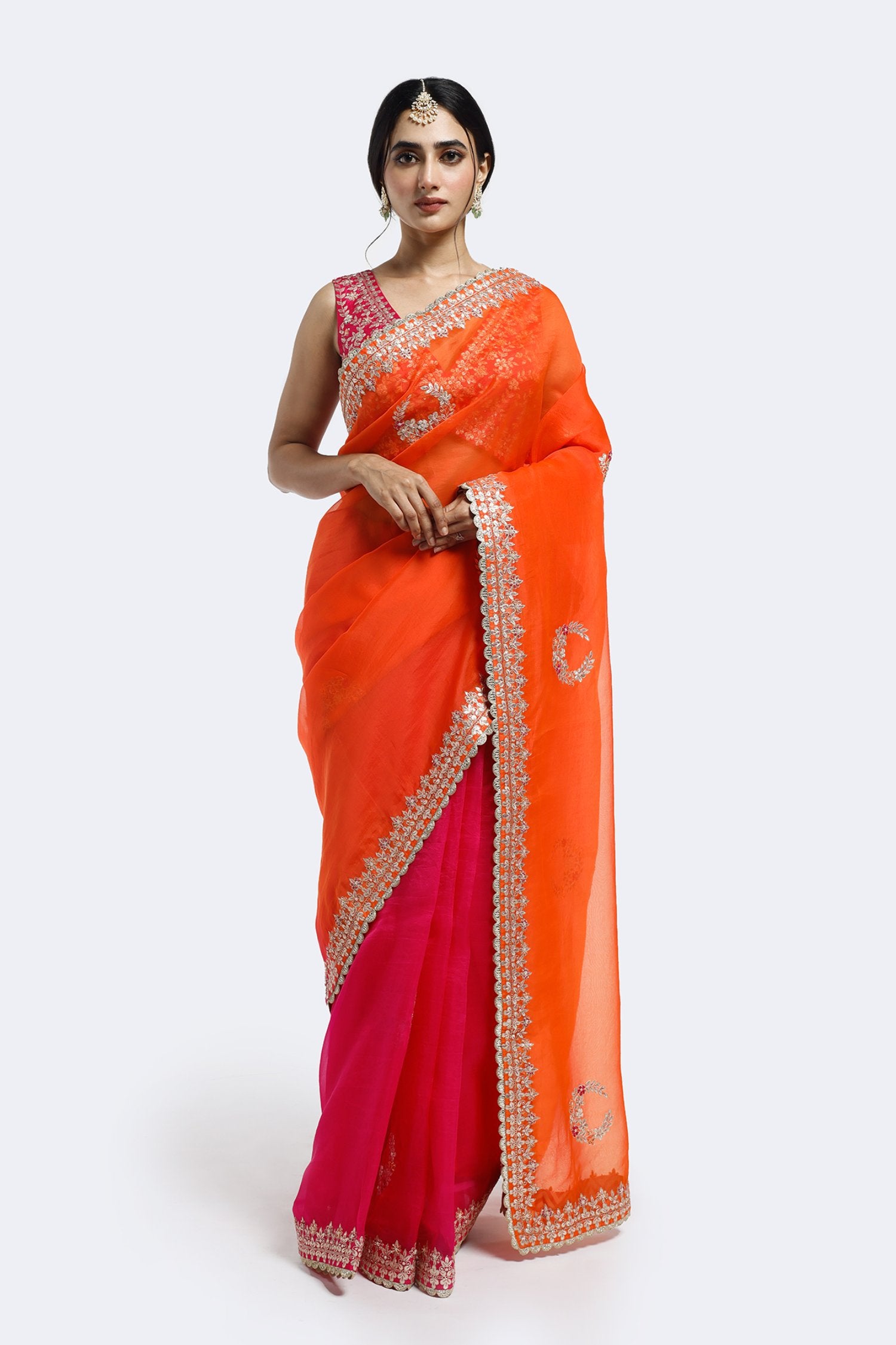 Gota Patti Ombre Organza Saree