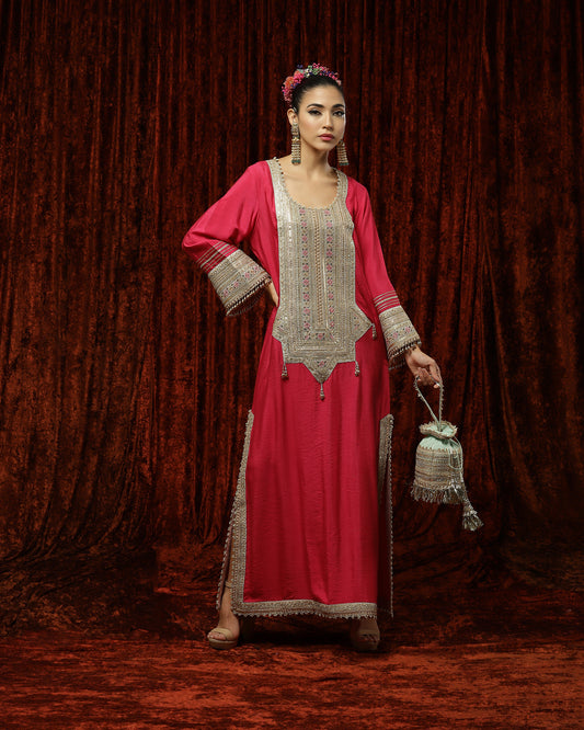 Khush Pink & Gray Kurta Kaftan