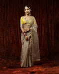 Load image into Gallery viewer, Mouse & Lime yellow Saree & Blouse Set
