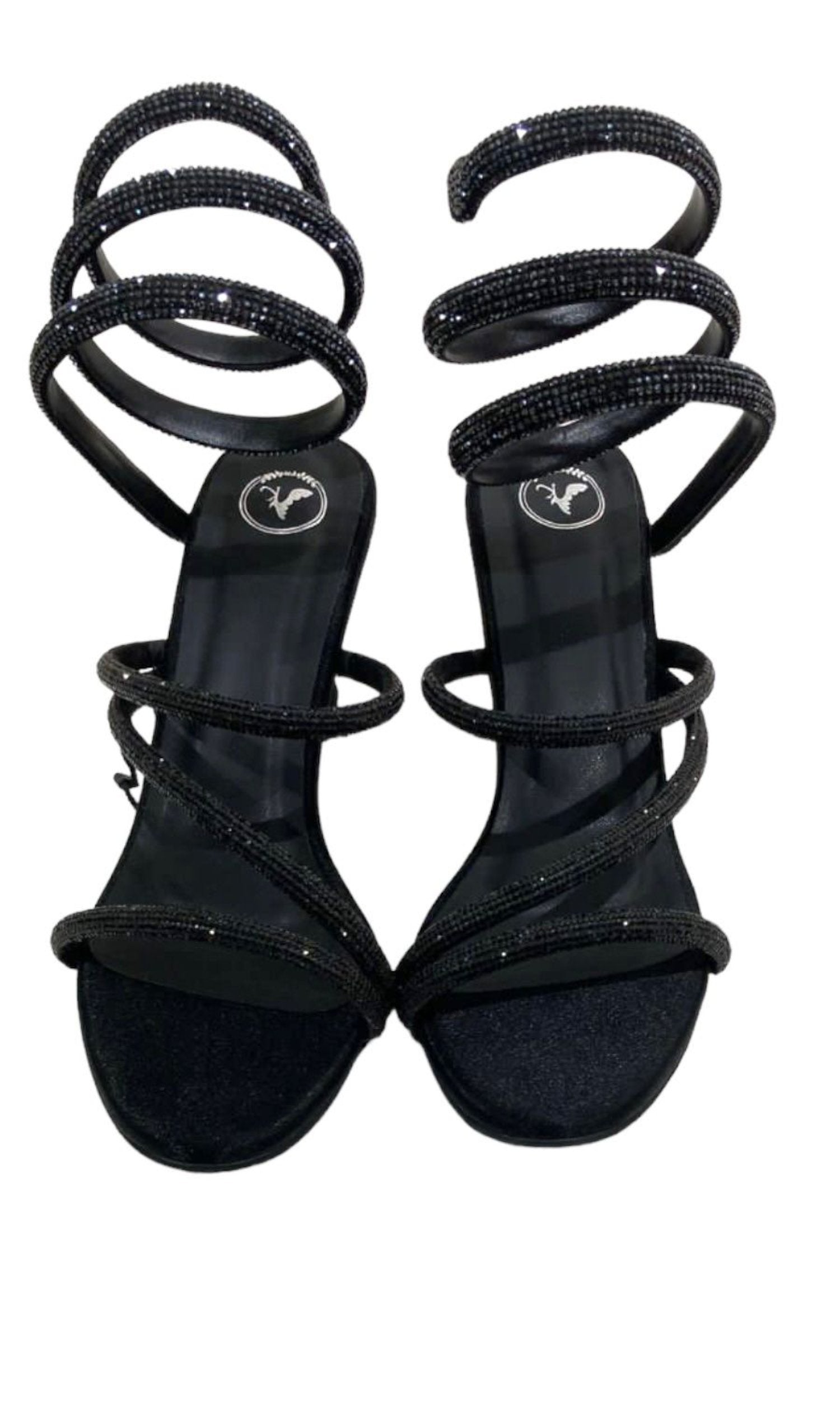 Black Panther Embellished Heels Sandals