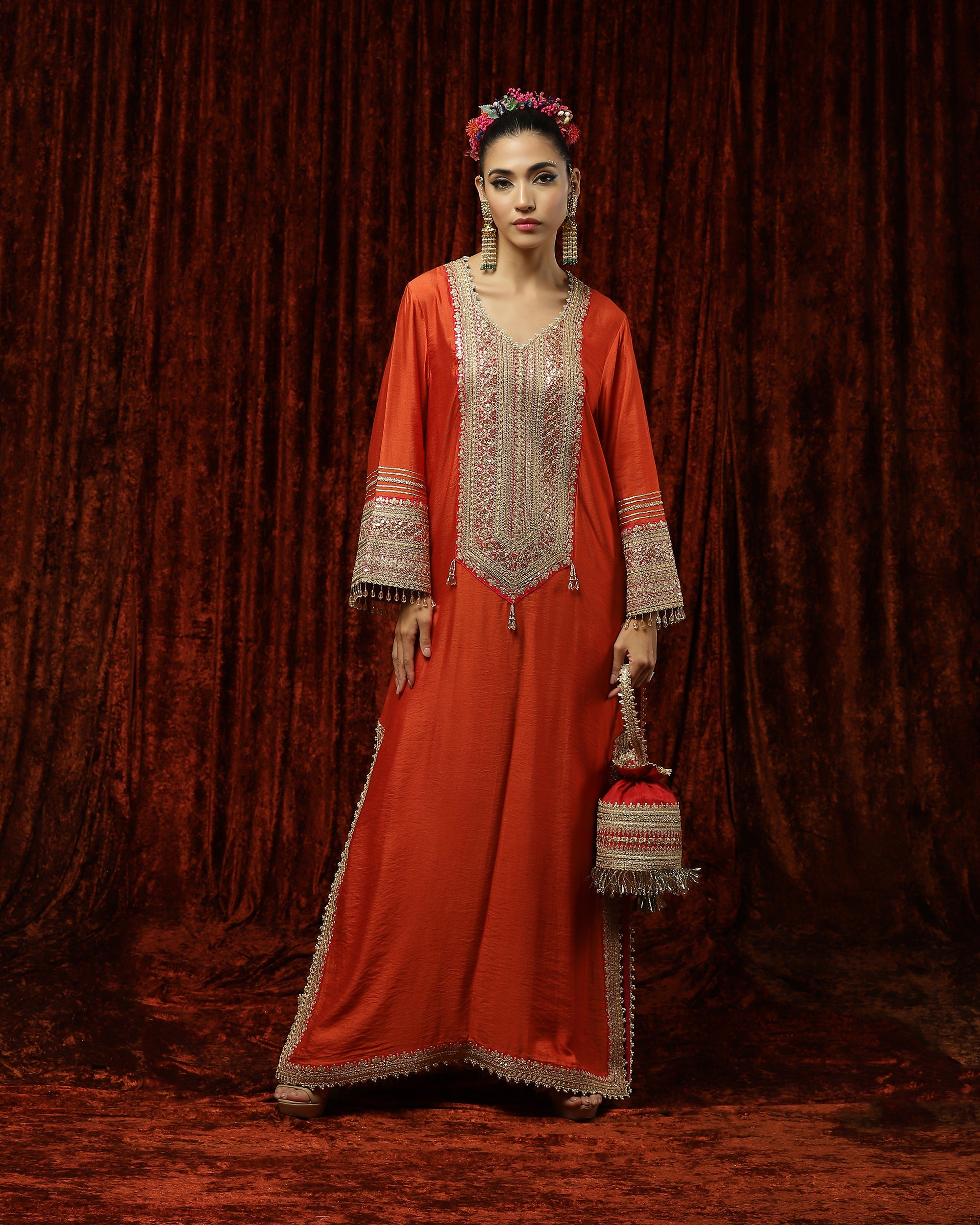 Orange & Rani Pink Kurta Kaftan