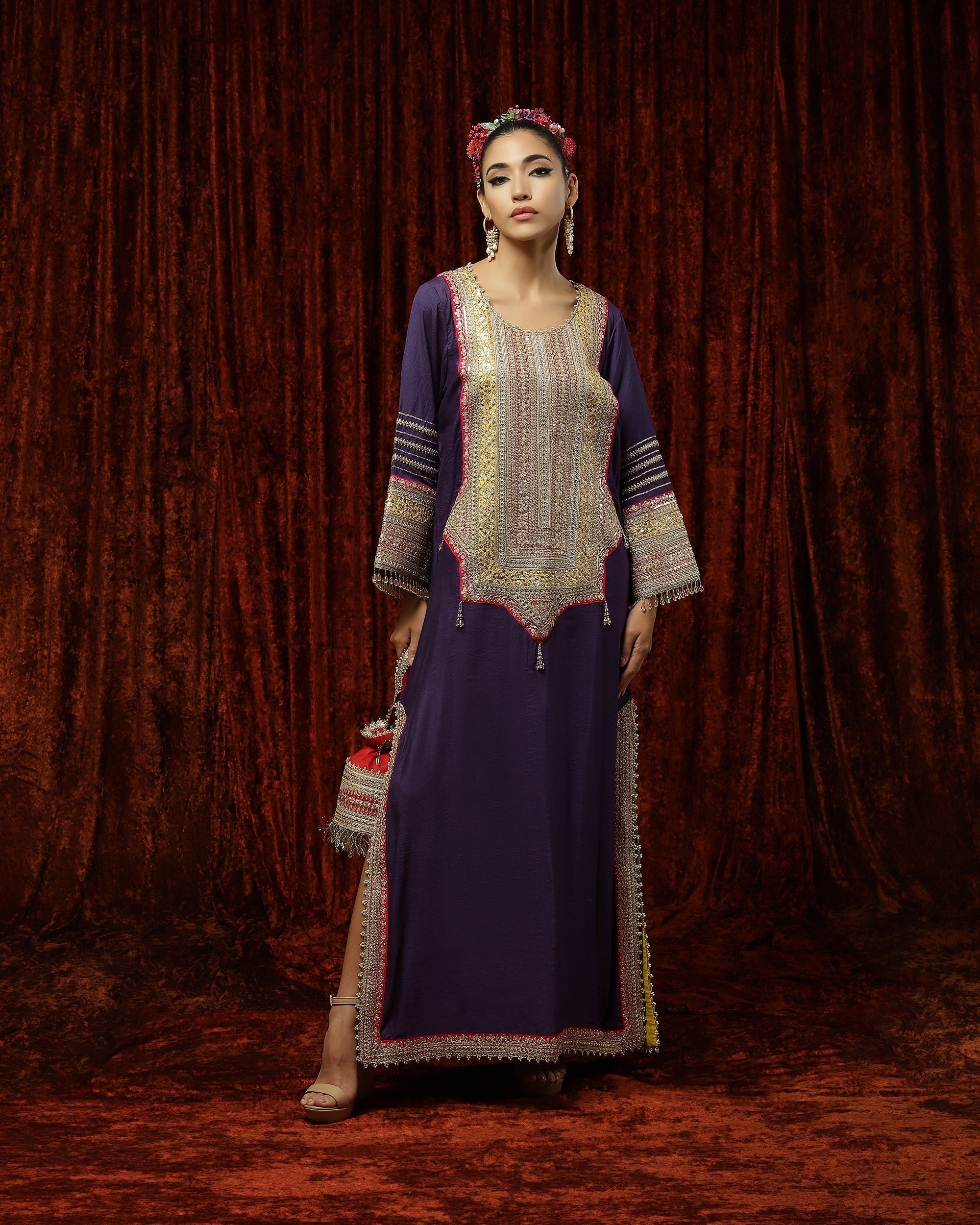 Purple, Rani Pink & Lomon Yellow Kurta Kaftan