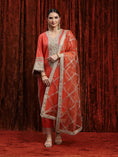 Load image into Gallery viewer, Orange & Rani Pink Kurta Pant Dupatta Set

