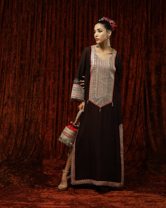 Brown, Rani Pink & Maroon Kurta Kaftan