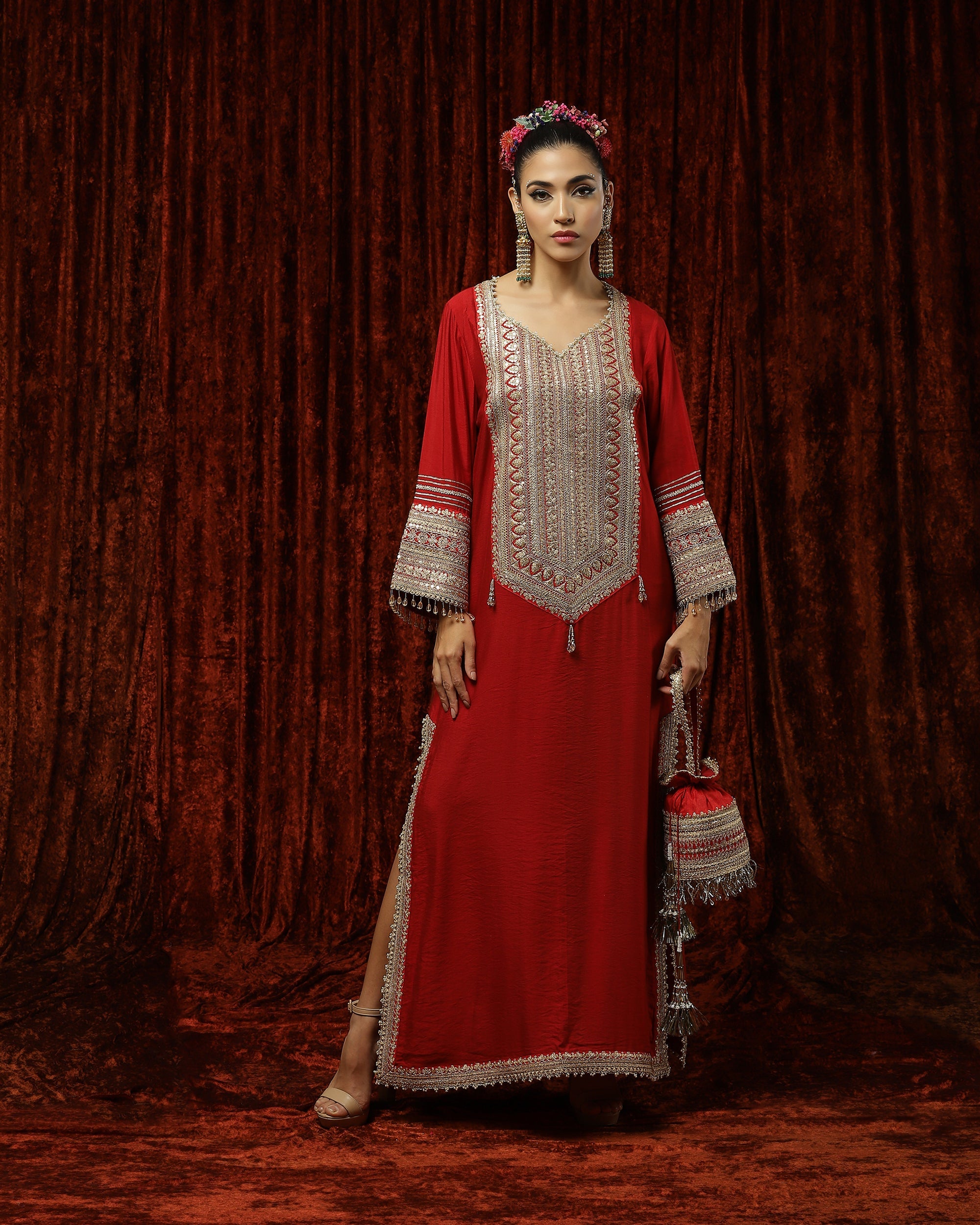 Red Kurta Kaftan