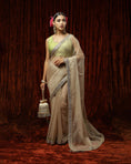 Load image into Gallery viewer, Mouse, Lemon Green & Purple Saree & Blouse Set
