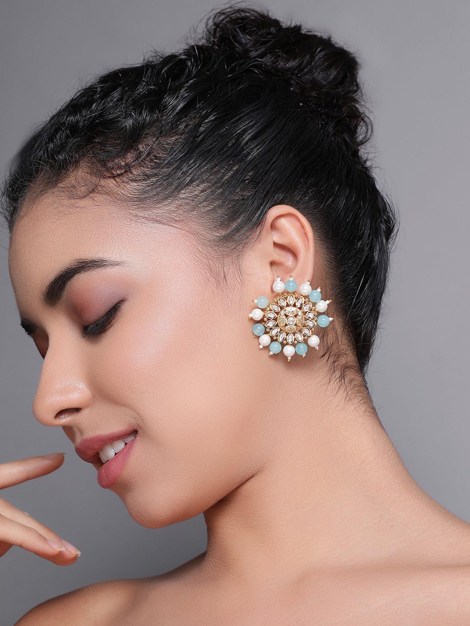 Le Manya Kundan Gold Platedstud Earrings