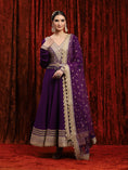 Load image into Gallery viewer, Dark Purple Silk Chanderi Anarkali Suit
