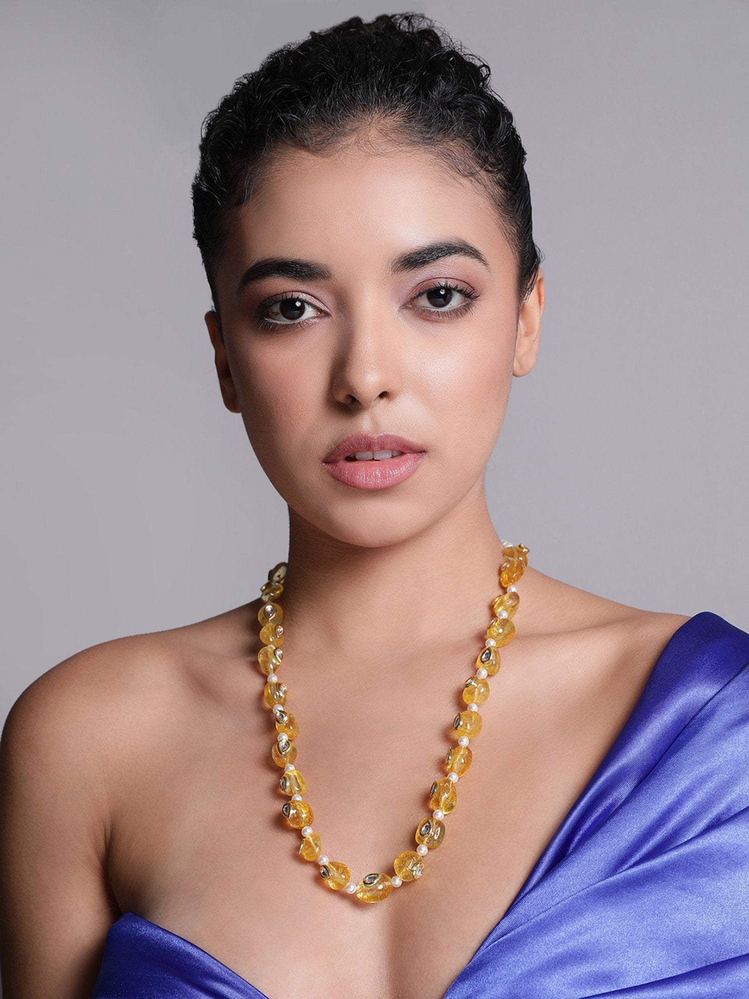 Le Kalonice Citrine & Kundan Necklace