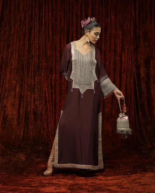 Maroon & Baby Pink Kurta Kaftan