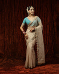 Load image into Gallery viewer, Mouse & Turquoise Saree & Blouse Set
