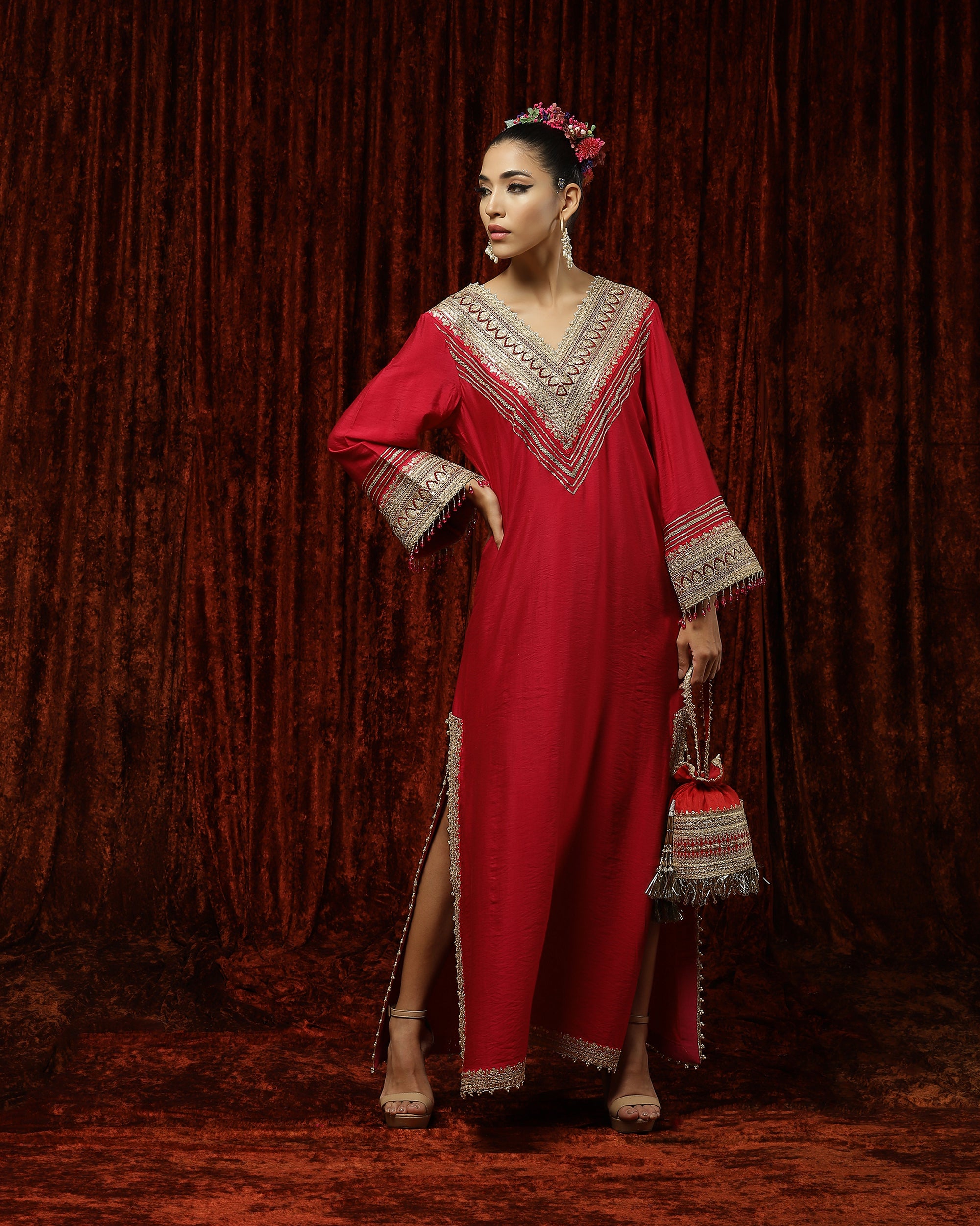 Rani Pink & Maroon Kurta Kaftan